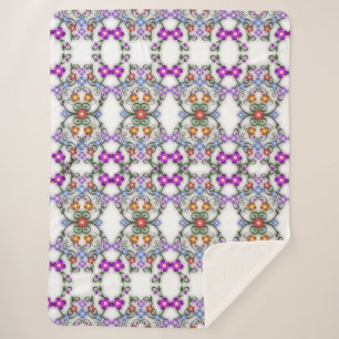 Sherpa cobertor de flores ornamentais