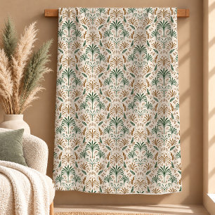 Sherpa Cobertor de Folhas de Palme Douradas em Verde Poei