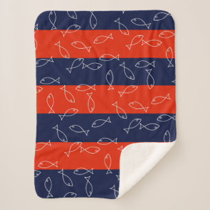 Sherpa Cobertor de lançamento com padrão de peixe branco 