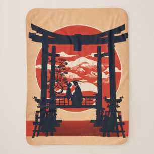 Sherpa Cobertor de Lançamento Japonês Torii Gate Sunset: 
