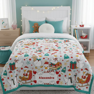 Sherpa Cobertor de Natal Personalizado com Nome de Ganso