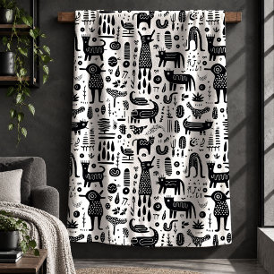 Sherpa Cobertor de Textil com Desenho de Animal Nórdico G