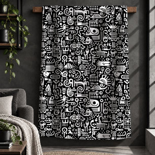 Sherpa Cobertor Decorativo com Padrão Gráfico Artístico E