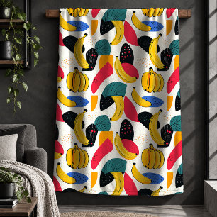 Sherpa Cobertor Decorativo de Banana Abstrata Colorida e 