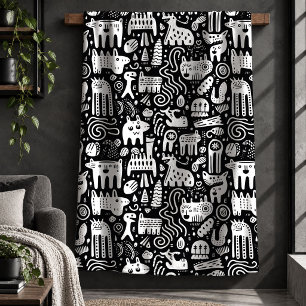 Sherpa Cobertor Decorativo de Esboço Ecletíco Fashion