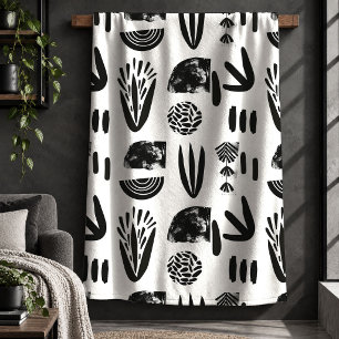 Sherpa Cobertor Elegante Preto Branco Formas Ecléticas Ac
