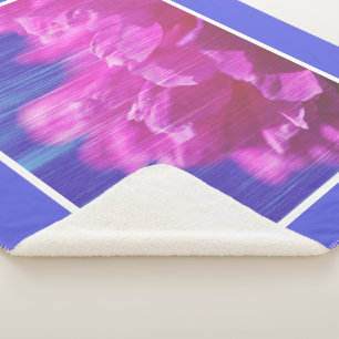 Sherpa Cobertor Estilizado com Flor de Peônia Pastel Rosa