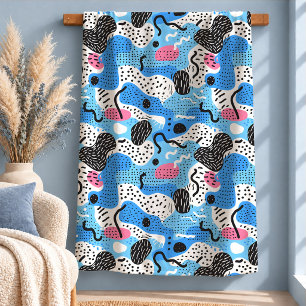 Sherpa Cobertor Estiloso Rosa Azul Memphis Decoração Arte