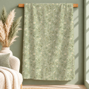 Sherpa Cobertor Floral Branco Aconchegante Cottagecore