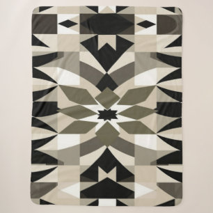 Sherpa Cobertor Geométrico Neutro para Decoração Moderna