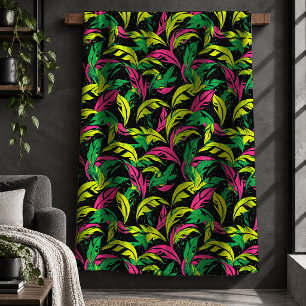 Sherpa Cobertor Glamouroso Neon Rosa Neon Verde Folha da 