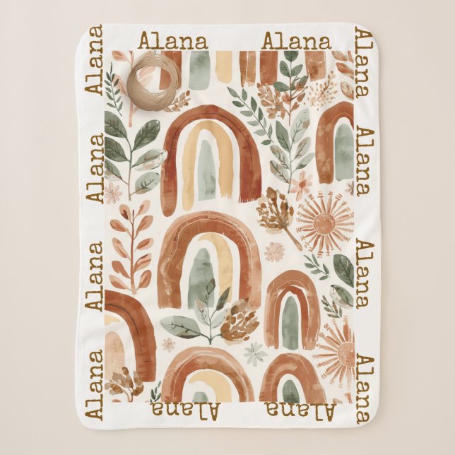 Sherpa Cobertor Personalizado Arco-íris Boho  (Frente)