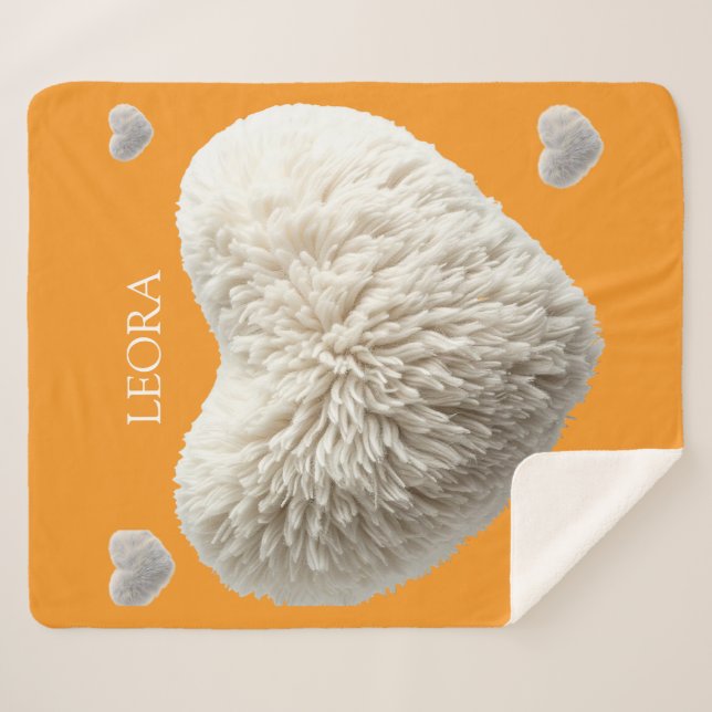 Sherpa Cobertor Personalizado com Nome Fluffy Heart (Frente (Horizontal))