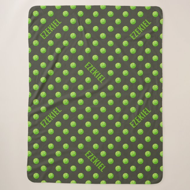 Sherpa Cobertor Personalizado de Tênis com Nome – Verde e (Frente)