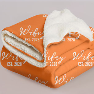 Sherpa Cobertor Personalizado Laranja Mr & Mrs Presente p