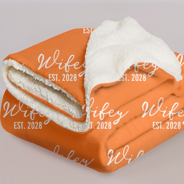 Sherpa Cobertor Personalizado Laranja Mr & Mrs Presente p (Wedding day cozy blanket for bride & groom, custom anniversary blanket for wife, Honeymoon gift,)