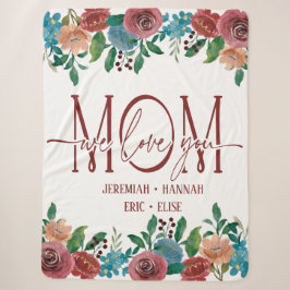 Sherpa Cobertor Personalizado para Mamãe com Flores Rosad
