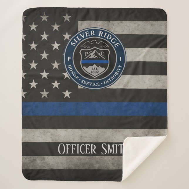 Sherpa Cobertor Personalizado Polícia Thin Blue Line (Frente)