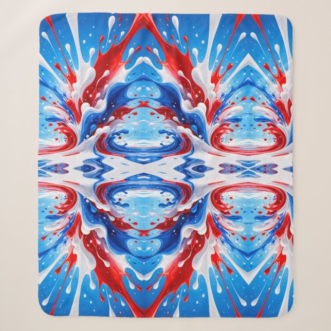 Sherpa Cobertor Red White e Blue Splash (Frente)