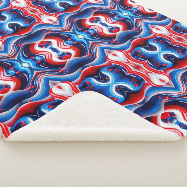 Sherpa Cobertor Redemoinho Vermelho Branco e Azul (3/4)