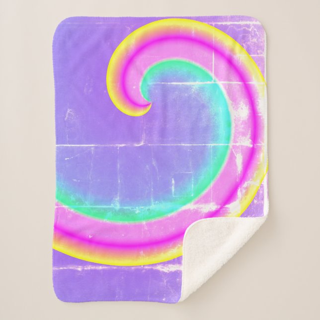 Sherpa Cobertor Rosa Roxo Onda Arco-Íris Mágico (Frente)