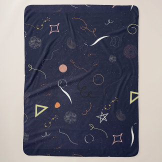 Sherpa Cobertor Sharpa Navy Blue Starry Night Doodle