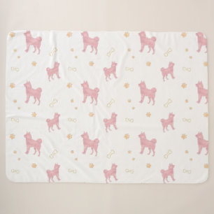 Sherpa Cobertor Shiba Inu – Presente Rosa Pastel Mínimo