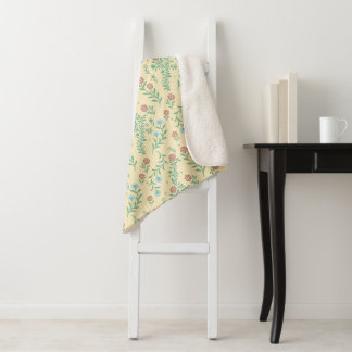 Sherpa Cobertor Vintage Floral Creme com Rosa & Flores 