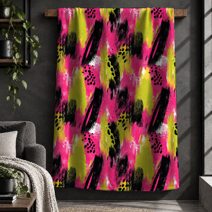 Sherpa Design de Cobertor com Pinceladas Neon Rosa e Amar