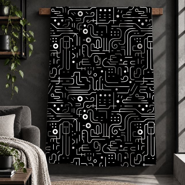 Sherpa Design de Cobertor Sofisticado de Arte de Linha Ec (Sophisticated Eclectic Line Art Blanket Design)