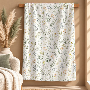 Sherpa Elegante Cobertor de Folhas com Aquarela em Verde