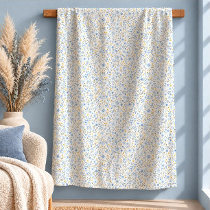 Sherpa Elegante Pequeno Cobertor Floral Cottagecore Azul
