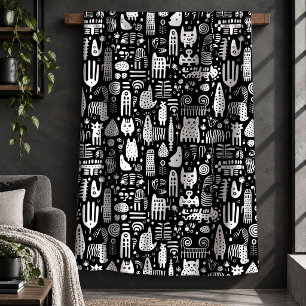 Sherpa Estilo de Design de Cobertor Preto Branco Minimali
