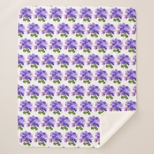Sherpa Flores de Amor-Perfeito Lavanda Doce - Cobertor Sh (Frente)