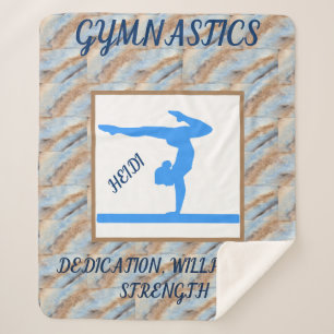 Sherpa Gymnast da ginástica no cobertor de sherpa.
