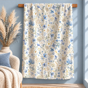 Sherpa Lindo Cobertor Desi de Flor Silvestre Azul Cottage