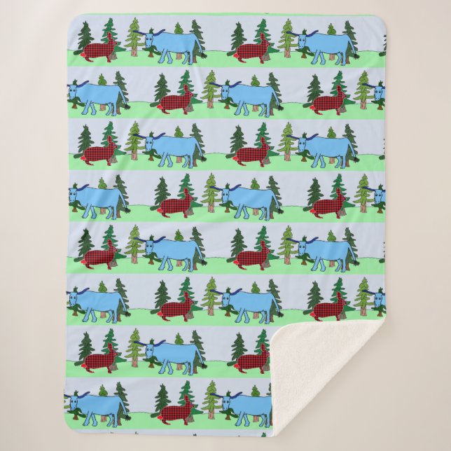 Sherpa Pawl Bunnyan e Babe o cobertor azul Ox (Frente)