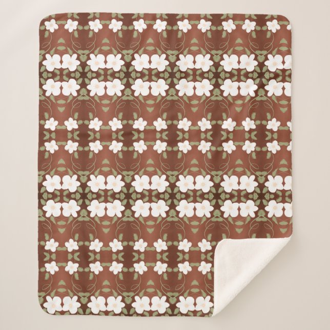 Sherpa Um cobertor Flor Em Castanho Mel (Frente)