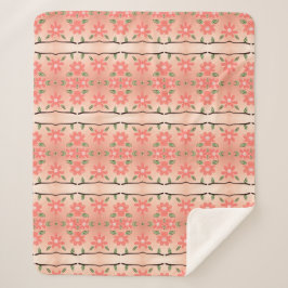 Sherpa Um cobertor florido em pêssego e preto-escuro