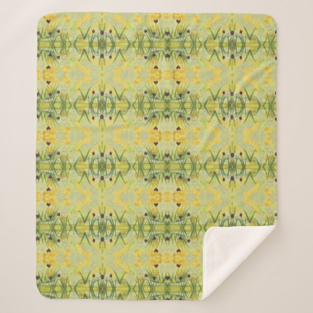 Sherpa Um cobertor fluido com verdes e amarelos (Frente)