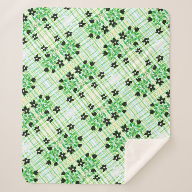 Sherpa Uma Xadrez E Um Cobertor Flor (Frente)