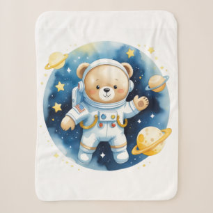 Sherpa Urso Astronauta Espacial Fofo Cobertor de Fleece
