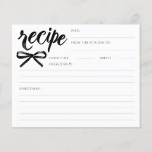 She's Tying the Knot Black Bow Bridal Recipe Card