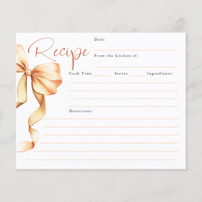 She's Tying the Knot Bow Bridal Recipe Card (Frente)
