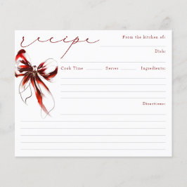 She's Tying the Knot Red Bow Bridal Recipe Card