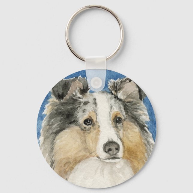 "Shetland Sheepdog" Chaveiro de Arte Canina (Frente)