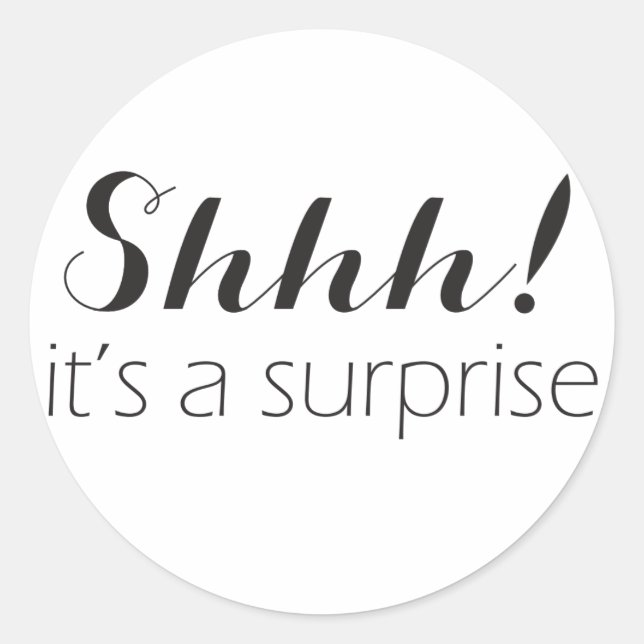 Shhh! É um adesivo de festa surpresa (Frente)