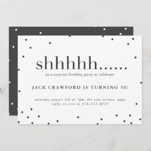 Shhhhh, convite de aniversário da surpresa