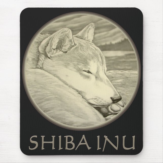 Shiba Inu Mousepad Oferece Presentes Antigos Lobos (Frente)