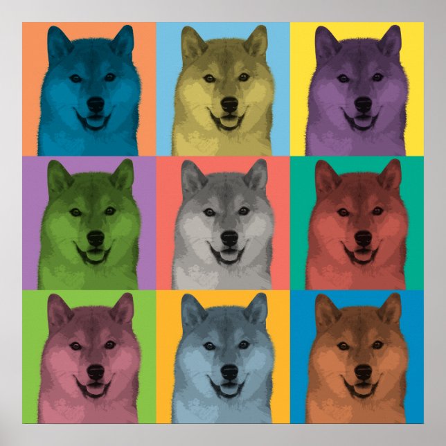 Shiba Inu Pop-Art Poster (Frente)